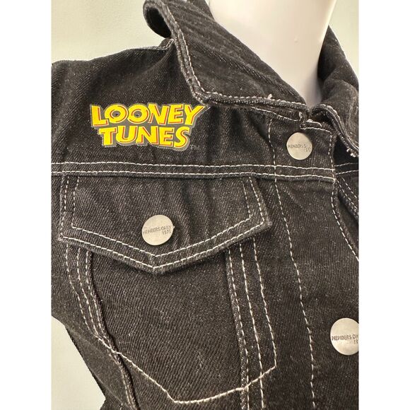 Members Only Looney Tunes Reversible Black Trucker Jacket Black Size Small - Picture 9 of 16